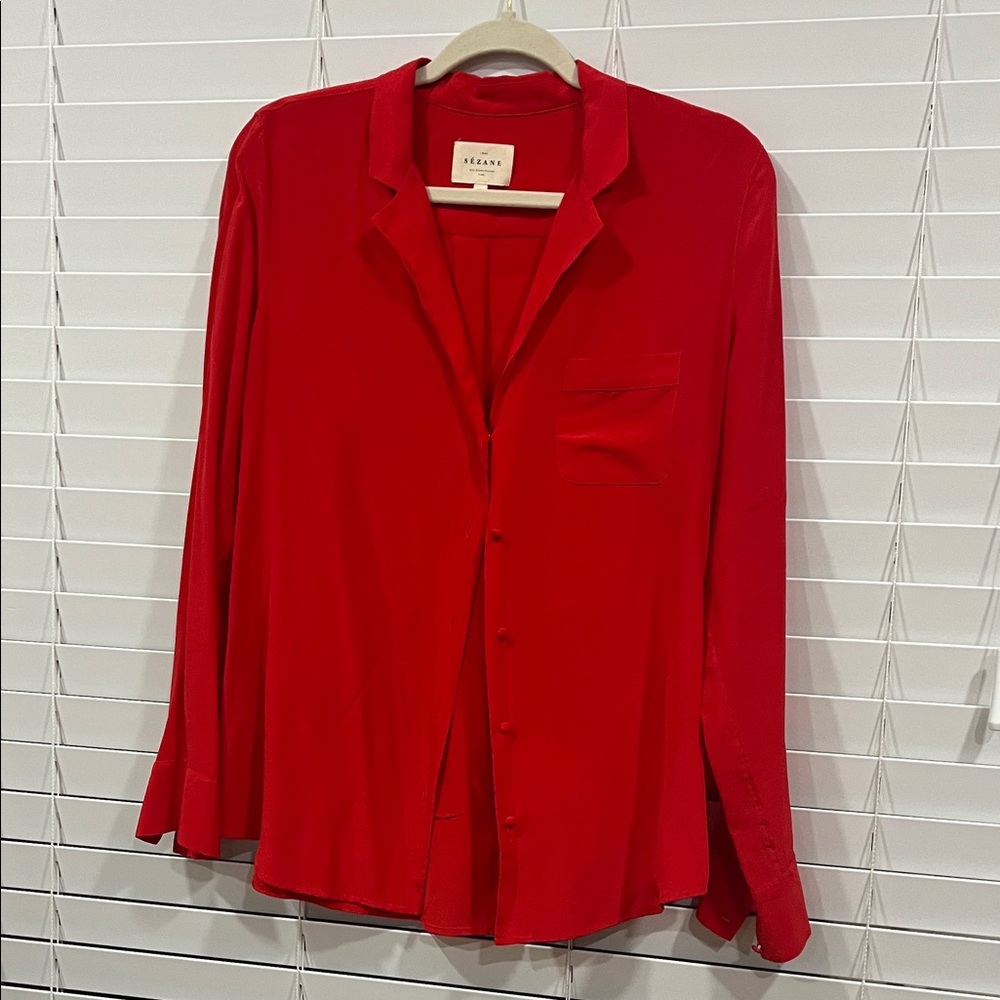 Sézane Florence Silk Shirt, EUC